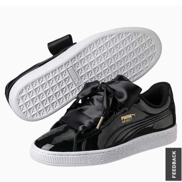 Puma Other - Black Leather Puma Shoes with Bow